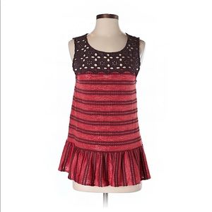 Free People Knit Striped Peplum Eyelet Tank Top